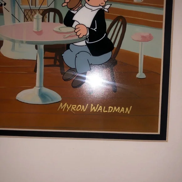 HAND PAINTED LIMITED EDITION “WIMPY’S CAFE”, SIGNED BY MYRON WALDMAN. - Picture 6 of 7